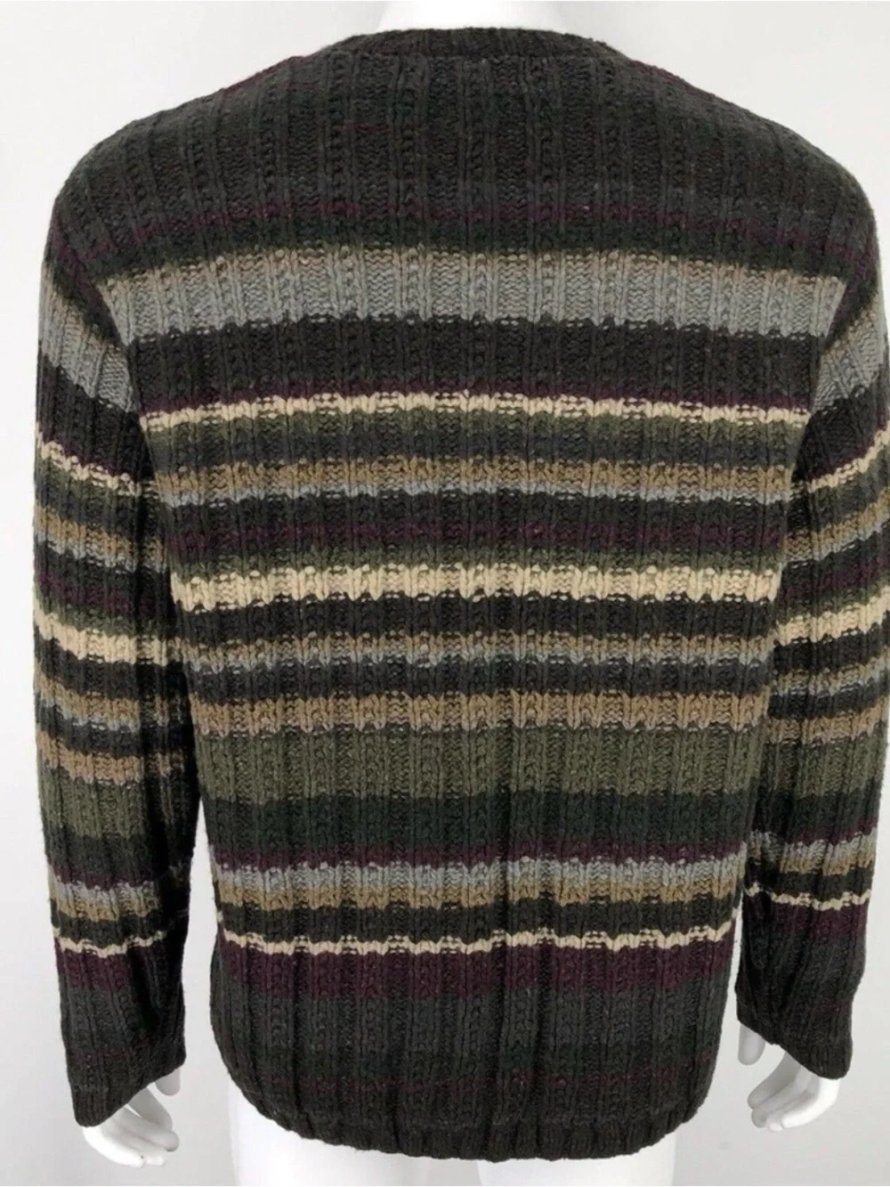 Banana Republic Mens M Sweater Wool Blend Striped Heavier Knit Pullover Crew